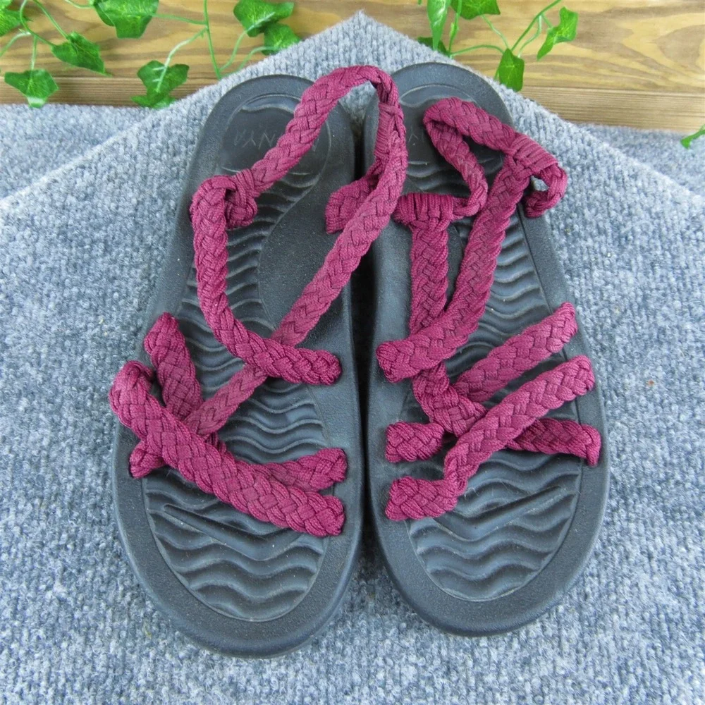 Megnya‎  Women Strappy Sandal Shoes Red Fabric Size 10 Medium
